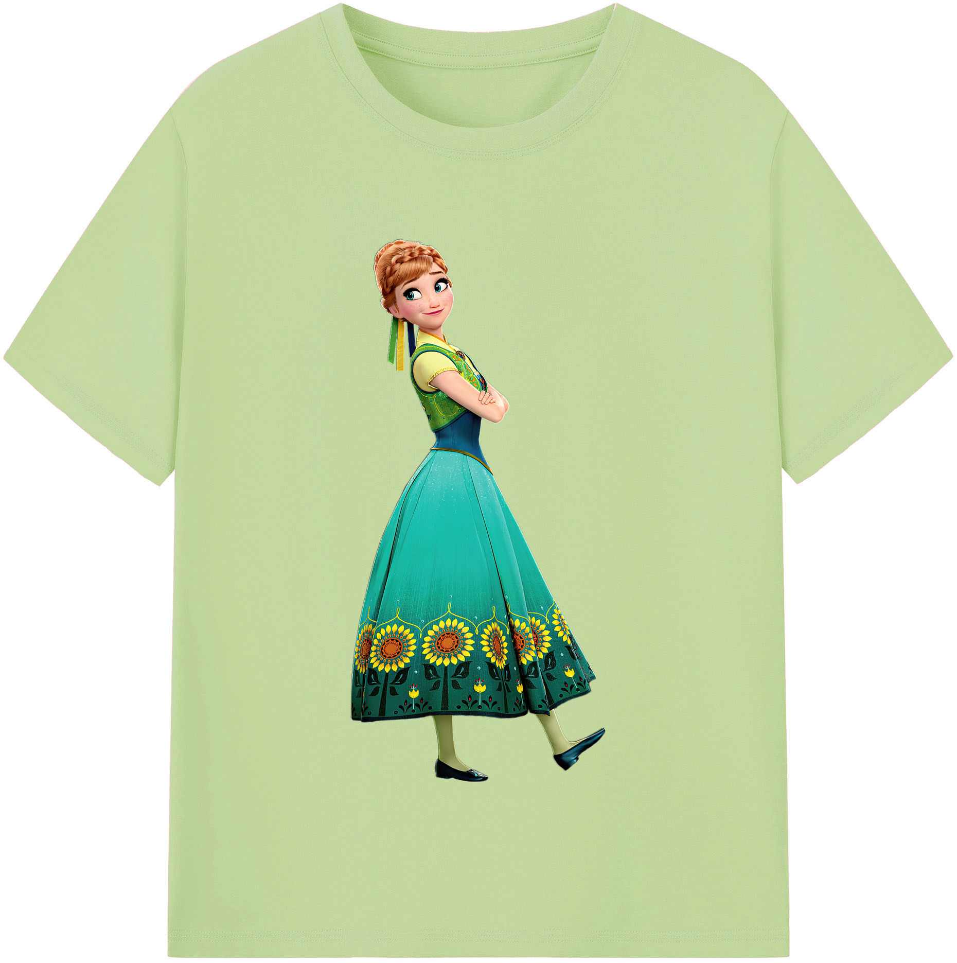（画像用） アナと雪の女王 アンナ エルサ Frozen Anna Elsa 綿100％半袖Tシャツ（フロントプリント）